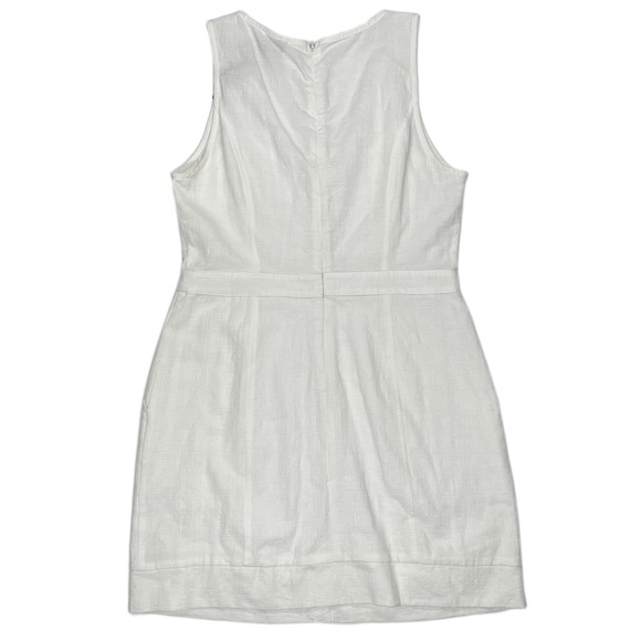 {Greylin} Tank Top V-Neck Front Button Cotton Linen A-Line Shift Mini Dress - Picture 5 of 6